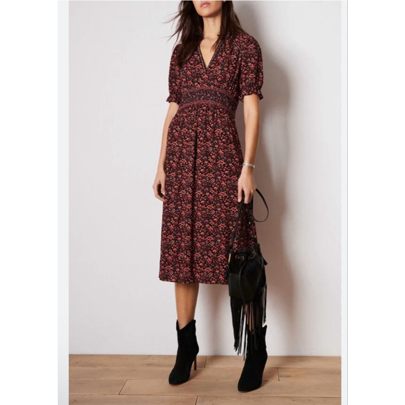 ba&sh Dresses & Skirts - Women's ba&sh Floral Midi Dress Size 2 Black Coral